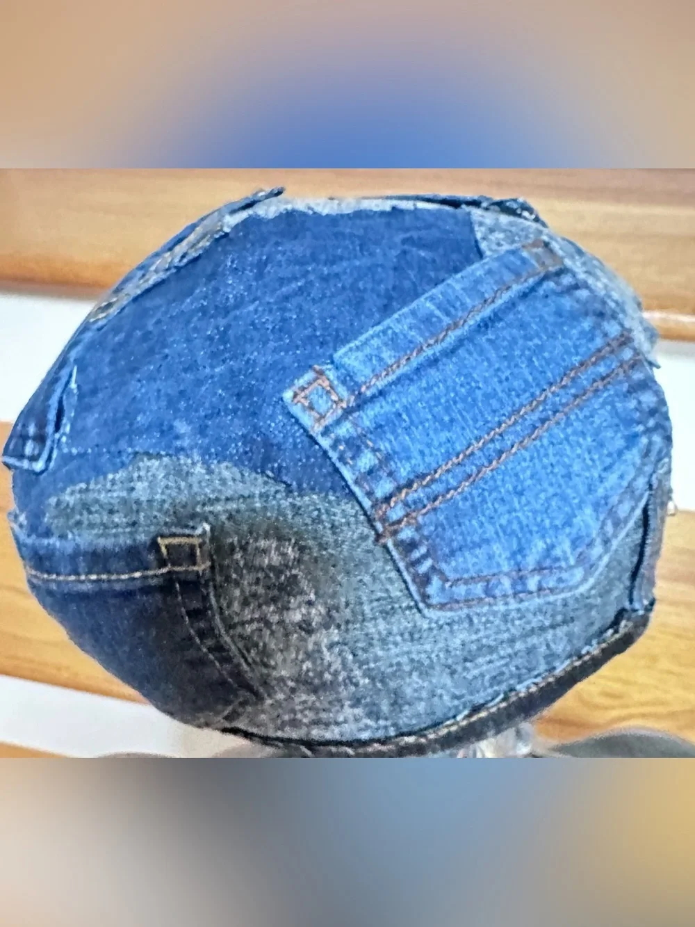 Upcycled Denim Patchwork Newsboy Cap - Blue size L/XL